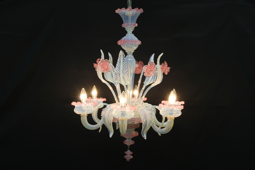 輸入照明 MAZZUCCATO 　ベネチアンガラス　 シャンデリア6灯   (851)CH140-6ｰOP