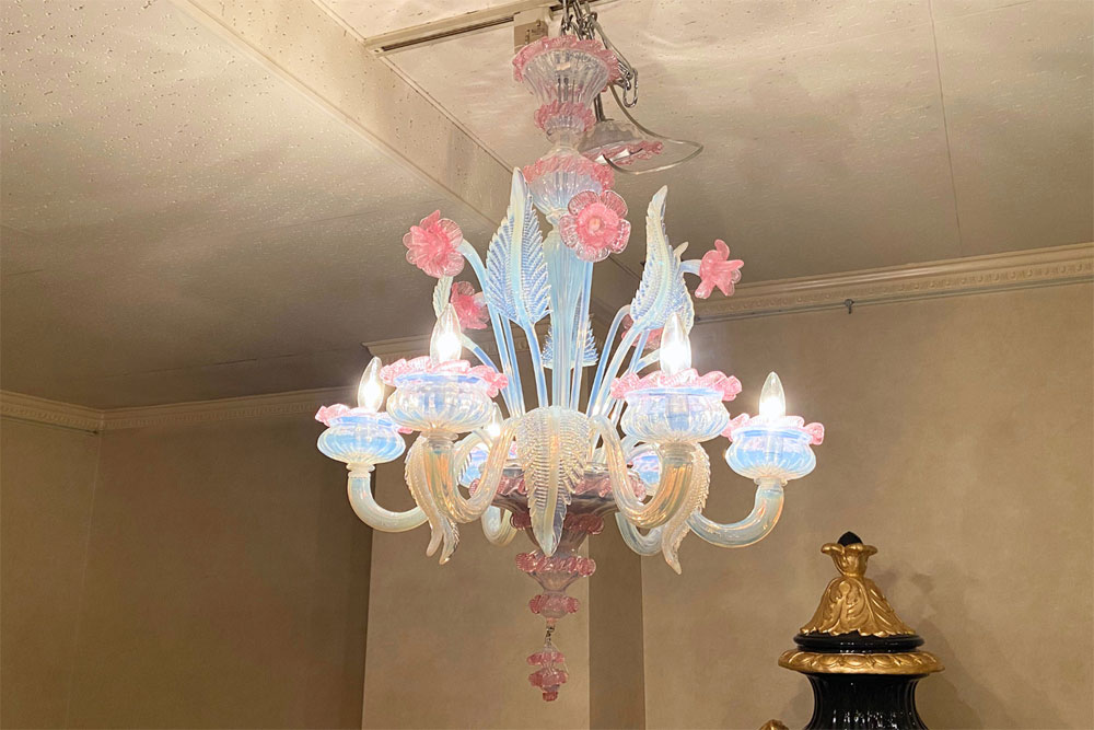 輸入照明 MAZZUCCATO 　ベネチアンガラス　 シャンデリア6灯   (851)CH140-6ｰOP