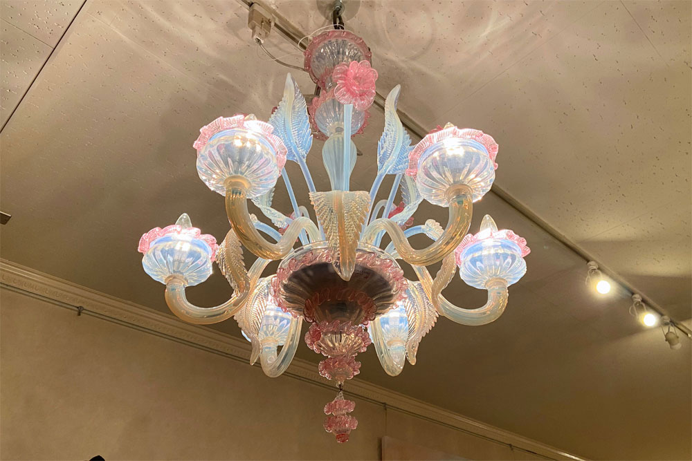 輸入照明 MAZZUCCATO 　ベネチアンガラス　 シャンデリア6灯   (851)CH140-6ｰOP