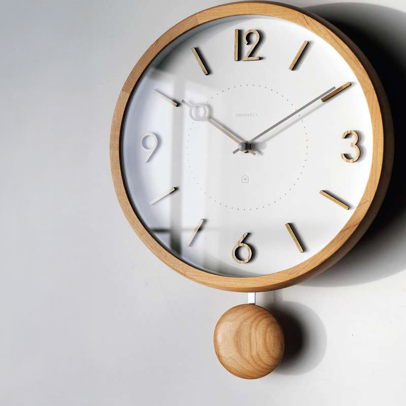 インターフォルム Komero コメロ ウォールクロック 振り子時計　針のカチコチ音が気にならない連続秒針スイーブメント