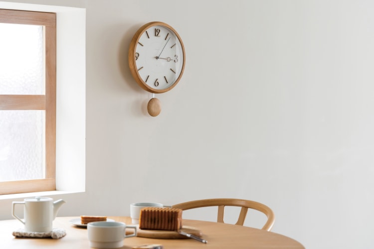 インターフォルム Komero コメロ ウォールクロック 振り子時計　針のカチコチ音が気にならない連続秒針スイーブメント