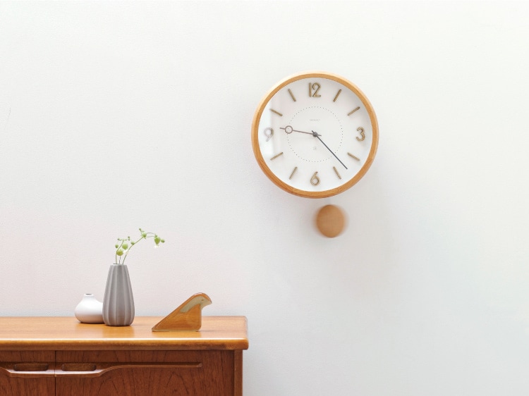 インターフォルム Komero コメロ ウォールクロック 振り子時計　針のカチコチ音が気にならない連続秒針スイーブメント